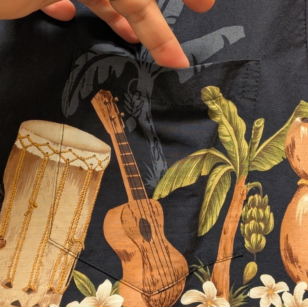 Vintage Made in Hawaii Aloha Shirt Reserve Collection Ukulele Tiki L - Picture 5 of 8